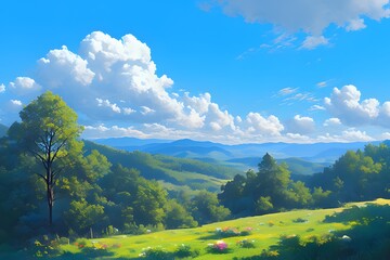 tropical summer day in west view, generation AI