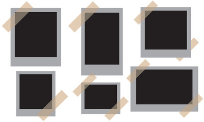 Polaroid photo frame collection. empty blank photo border mockup.  isolated on the white background.  vector illustration. EPS 10