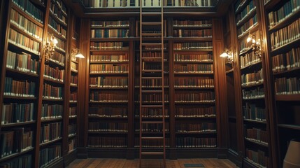 Obraz premium Library Interior with Ladder