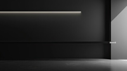 Obraz premium Black Interior Design with Counter and Empty Wall