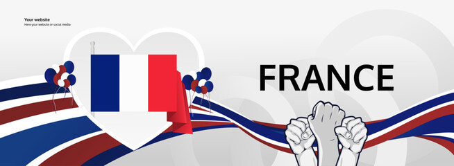 Fototapeta premium Happy Bastille Day France concept vector background illustration. National Independence Day spirit banner concept in French flag colors.