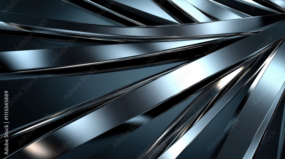Poster Glossy Metallic Stripes Overlapping in Abstract Background Design