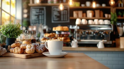 Delightful Coffee Scene with Pastries in Cozy Cafe Setting