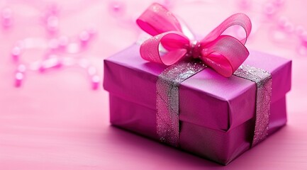 pink gift box with ribbon