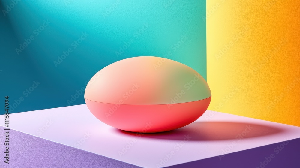 Poster vibrant abstract geometric shape on colorful background in soft light