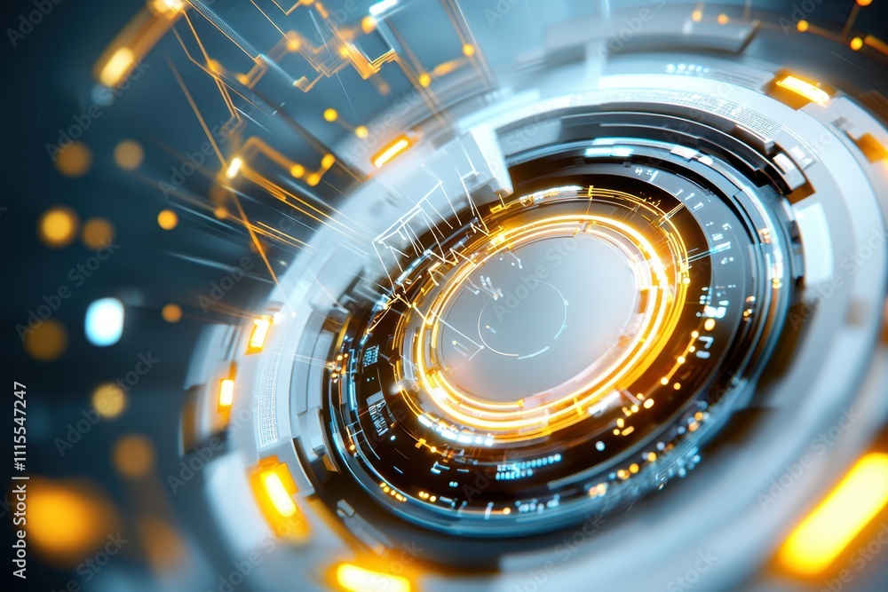 Poster futuristic digital abstract background with circular design elements