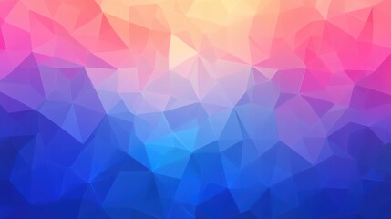 Obraz premium Abstract geometric low poly background with vibrant pink, orange, and blue color gradient.