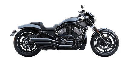 Fototapeta premium A striking black motorcycle stands prominently against a vibrant backdrop, highlighting its sleek lines and powerful engine design. The scene captures the essence of speed and freedom