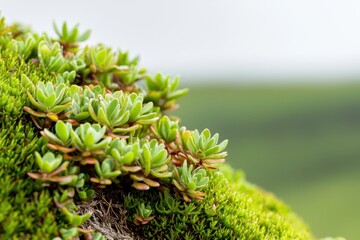 Green Succulent Plants Growing on Rocky Terrain in Natural Landscape