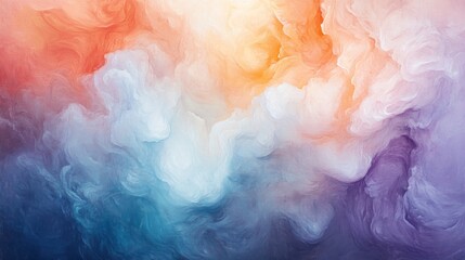 Fototapeta premium A surreal abstract painting with soft, dreamlike shapes and colors, creating an otherworldly atmosphere.