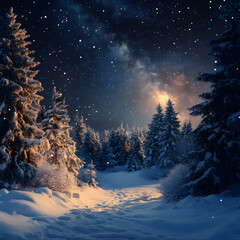 Fototapeta premium Magical Christmas forest