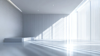Fototapeta premium Urban Simple Modern White Space Interior Design Sunlight Shadow Interplay