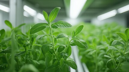 Obraz premium natural transpiration stomata growth promoting agricultural productivity selective focus healthy crops futuristic Multilayer precision farming setup