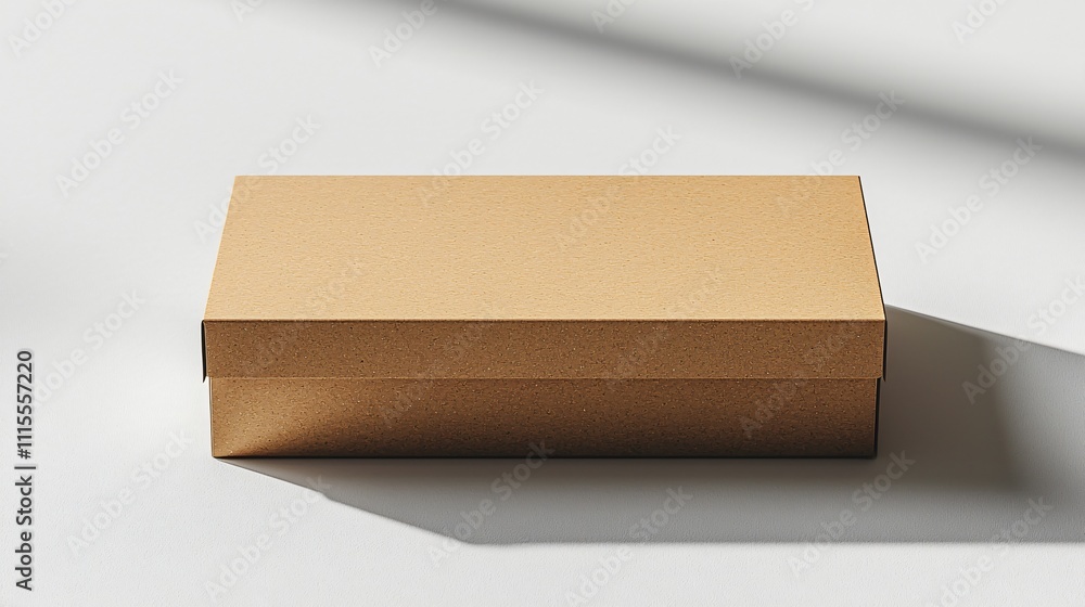 Poster flat rectangular cardboard box positioned on a light surface with soft shadows