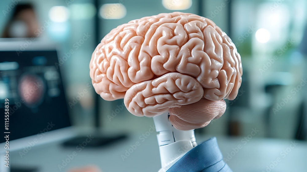 Aufkleber exploring brain functionality human brain analysis in a modern office environment