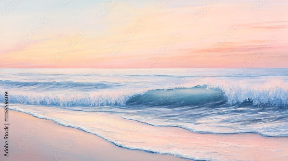Aufkleber tranquil seaside view with soft waves at sunset creating a serene atmosphere