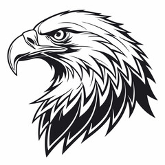 Obraz premium Eagle head silhouette vector illustration, head stylized logo, eagle bird icon