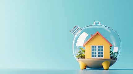 A house is inside a glass container