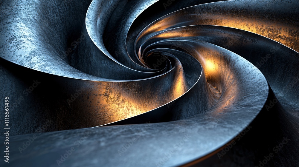 Aufkleber intricate spiral rendering showcasing metallic texture and dynamic lighting effects