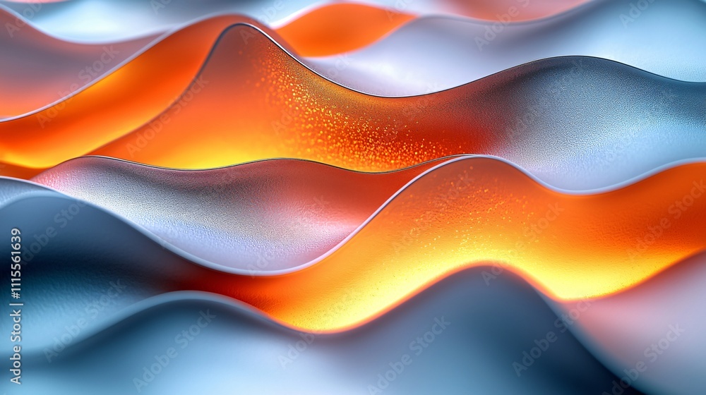 Poster organic flowing forms create a dynamic interplay of color and light
