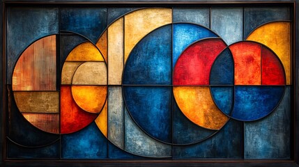 Vibrant Cobalt Blue and Tangerine Geometric Art