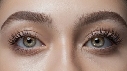 Fototapeta premium Close-up of a person's eyes showcasing natural beauty and makeup.