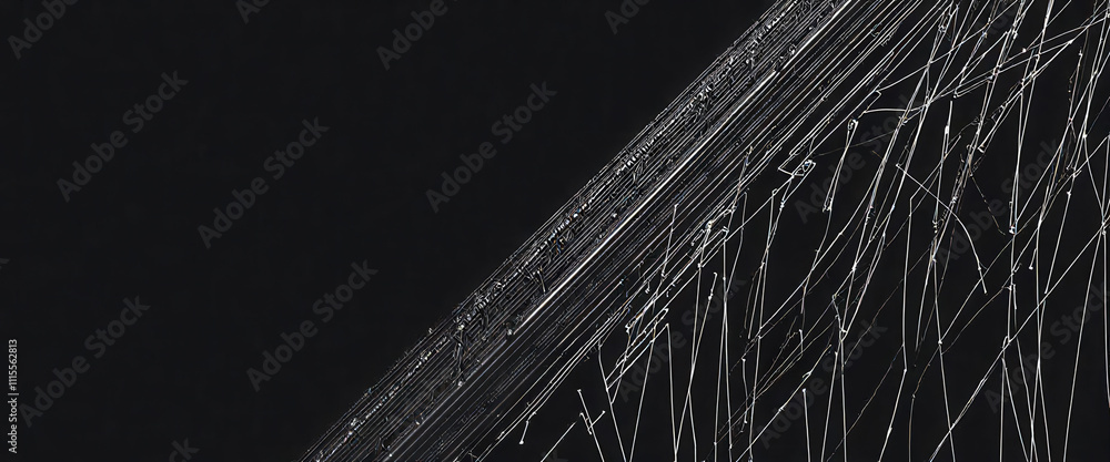 Poster a spider web is shown in black and white. the web is very thin and delicate, with many strands of sp