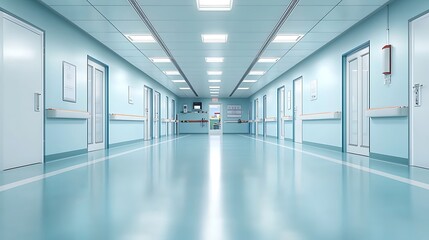 Obraz premium Digital art in urban hospital corridors modern design for clean healthcare environments