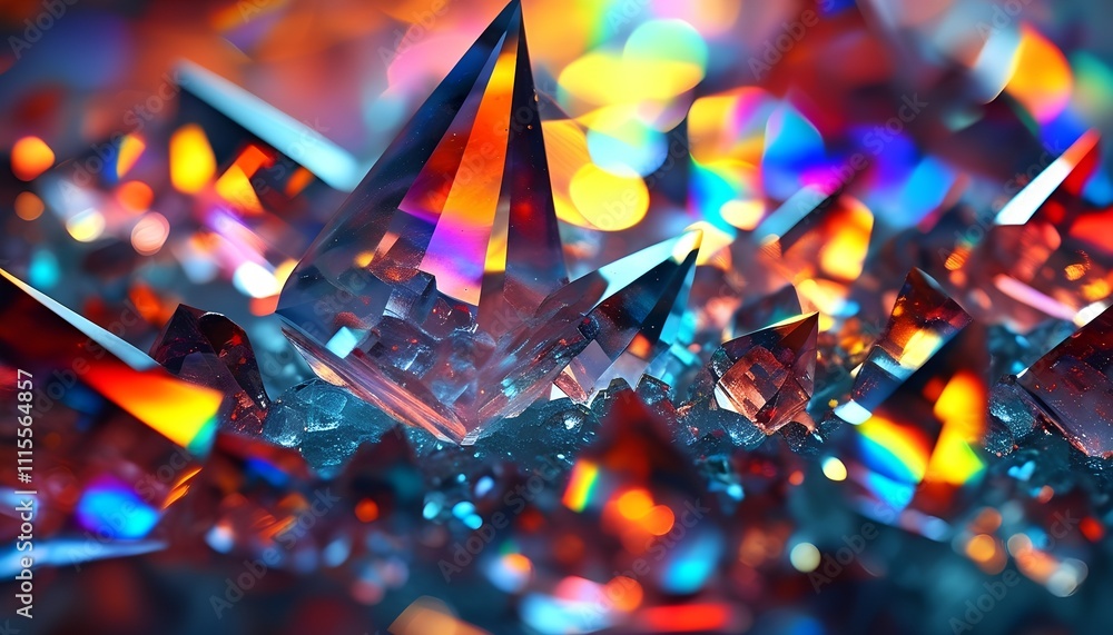 Poster colorful crystals reflect light in mesmerizing patterns during a close-up photography session in a s
