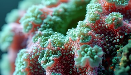 Obraz premium Colorful coral reef close-up showing vibrant textures and intricate patterns in an underwater environment