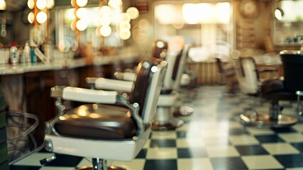 Vintage photo of retro barber shop of 50s, retro interior design	
