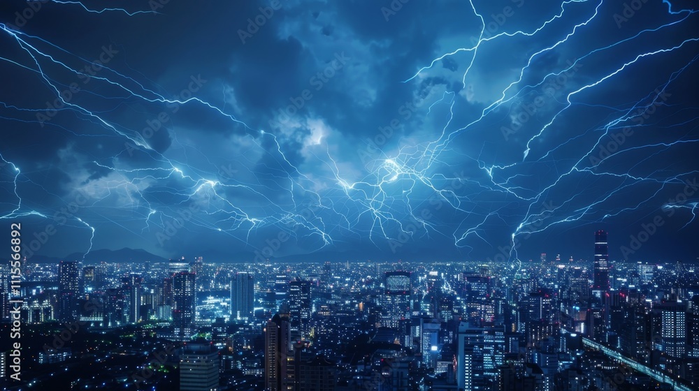Aufkleber a stormy night in the digital universe as the blockchain network pulses with electric currents of ne
