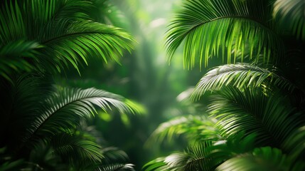 Naklejka premium natural transpiration photosynthesis humidity visualizing water vapor escaping leaf surfaces selective focus environmental conditions surreal Multilayer misty rainforest