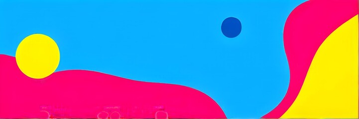 pop art wallpaper background in blue, yellow, pink and red hues