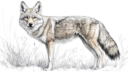 Fototapeta premium Detailed hand drawn dingo running pencil sketch images