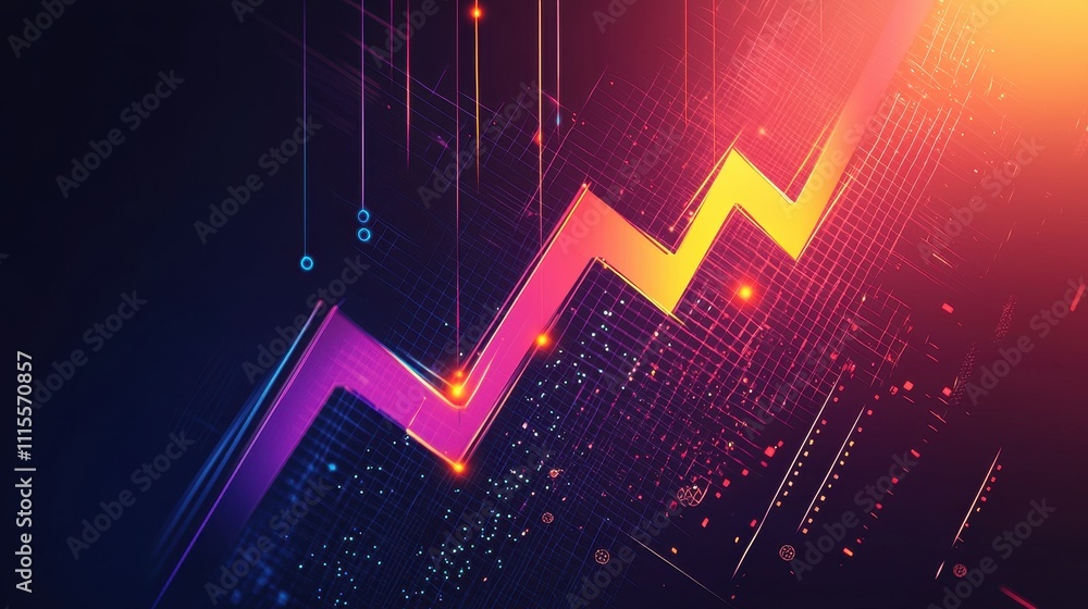 Poster colorful abstract design with sharp angles and data visualization elements in modern aesthetic
