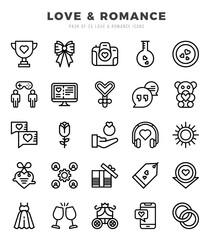 Fototapeta premium Love & Romance icons Pack. Lineal icons set. Love & Romance collection set.