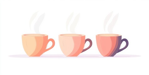 4 vector coffee cups on white background. coffee cups with steam