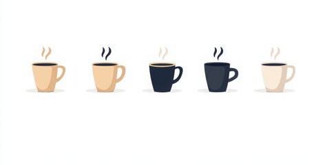 Obraz premium 4 vector coffee cups on white background. coffee cups with steam