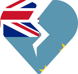 Tuvalu Flag On Broken Heart Icon