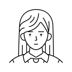 avatar school japanese girl line icon vector. avatar school japanese girl sign. isolated contour symbol black illustration