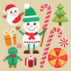 set of Christmas icons
