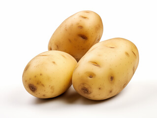 3 fresh potatoes isolated on a white background