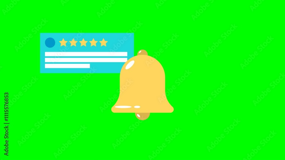 Poster review with five stars. new email message. alert message. notification. alarm clock reminder message