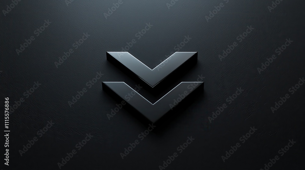 Poster minimalist black arrow design on dark background emphasizing direction and movement effect