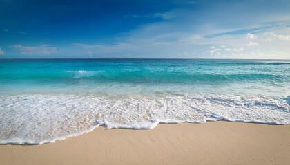 beautiful sandy beach and soft blue ocean wave