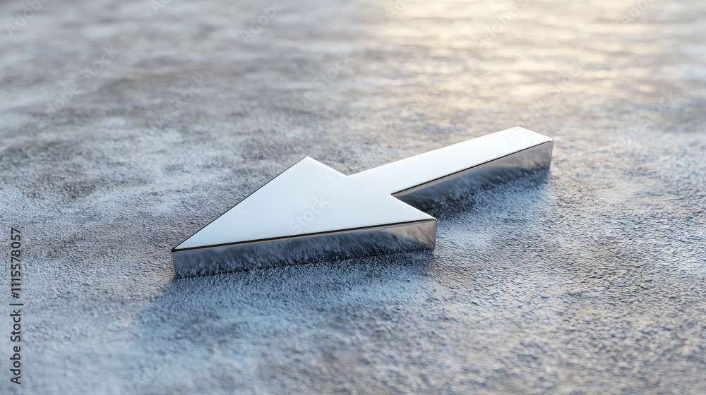 Poster metallic arrow direction indicator on textured surface for creative design and branding purposes