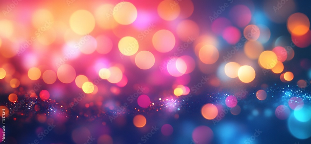 Poster a vibrant abstract background of colorful bokeh lights.