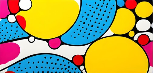 pop art wallpaper background in blue, yellow, pink and red hues