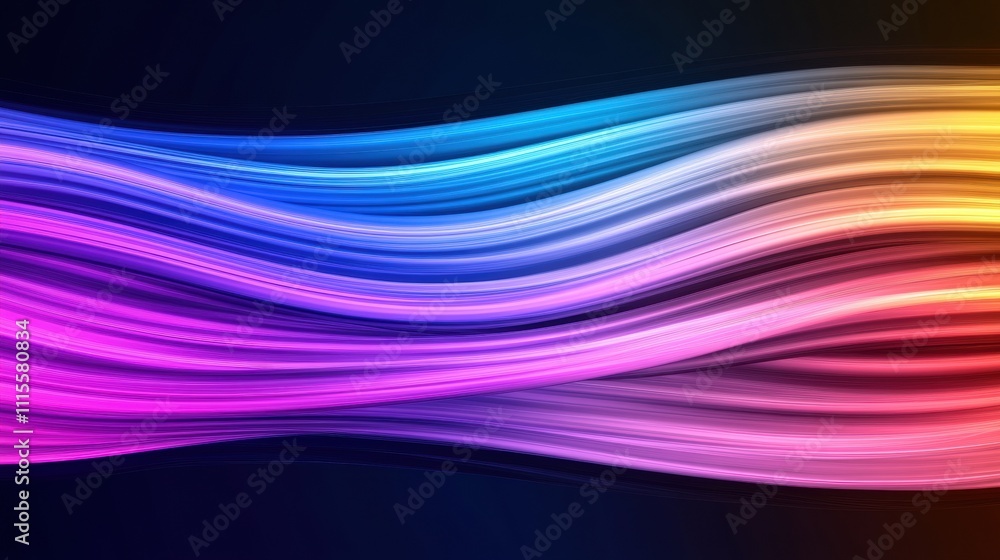 Poster colorful abstract waves create a dynamic and vibrant visual flow, ai